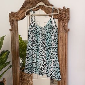 Show me your mumu teal animal print trapeze mini dress